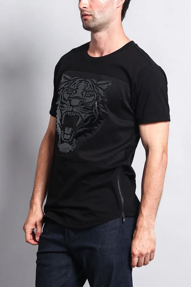 3D Metallic Embossed Tiger T-Shirt