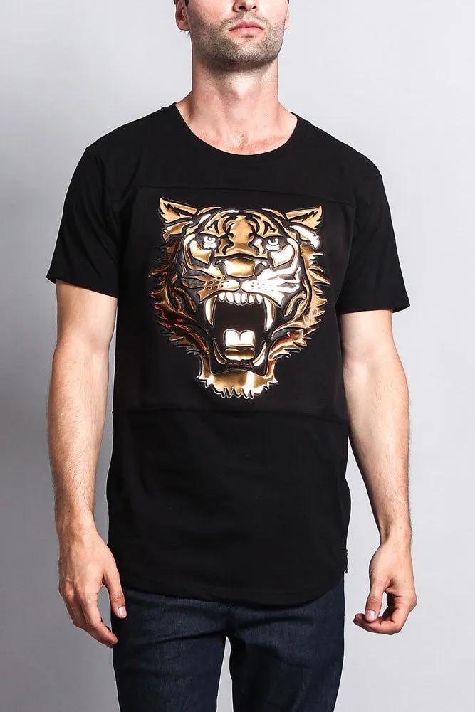 3D Metallic Embossed Tiger T-Shirt