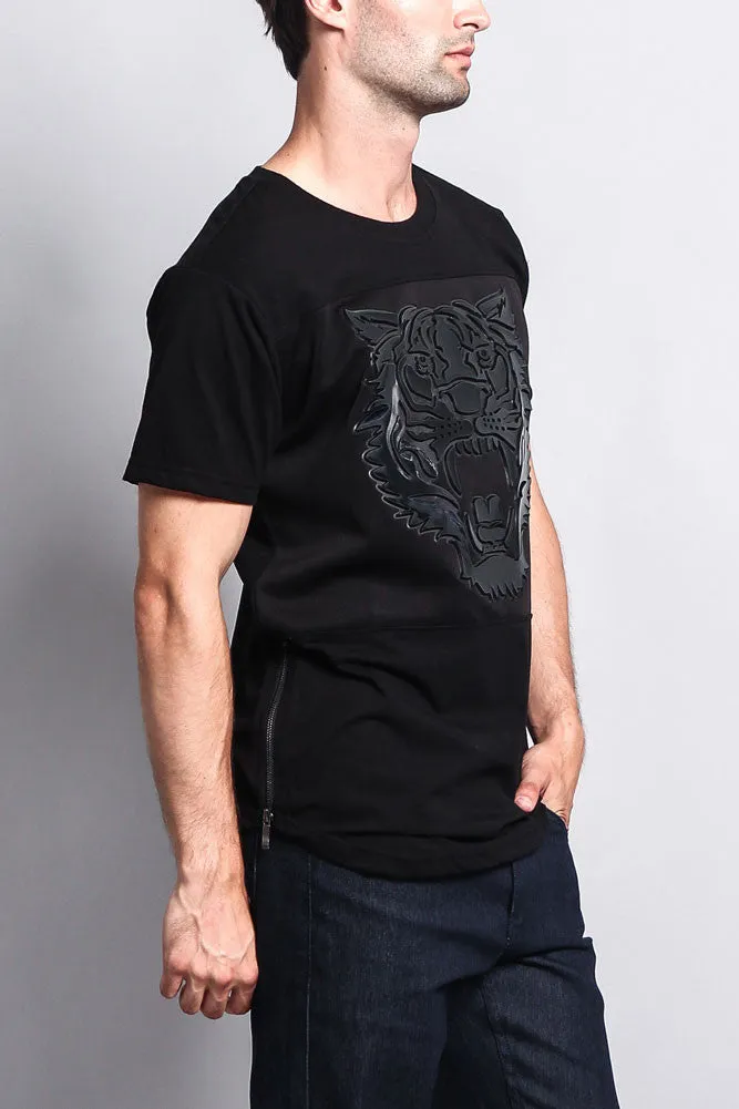 3D Metallic Embossed Tiger T-Shirt