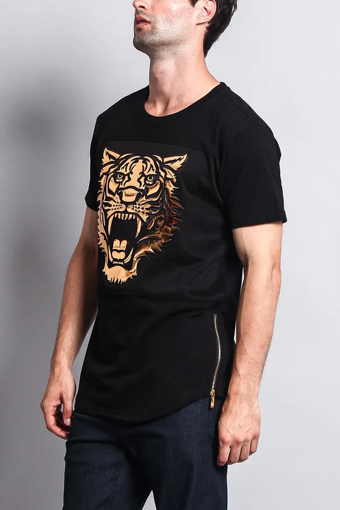 3D Metallic Embossed Tiger T-Shirt