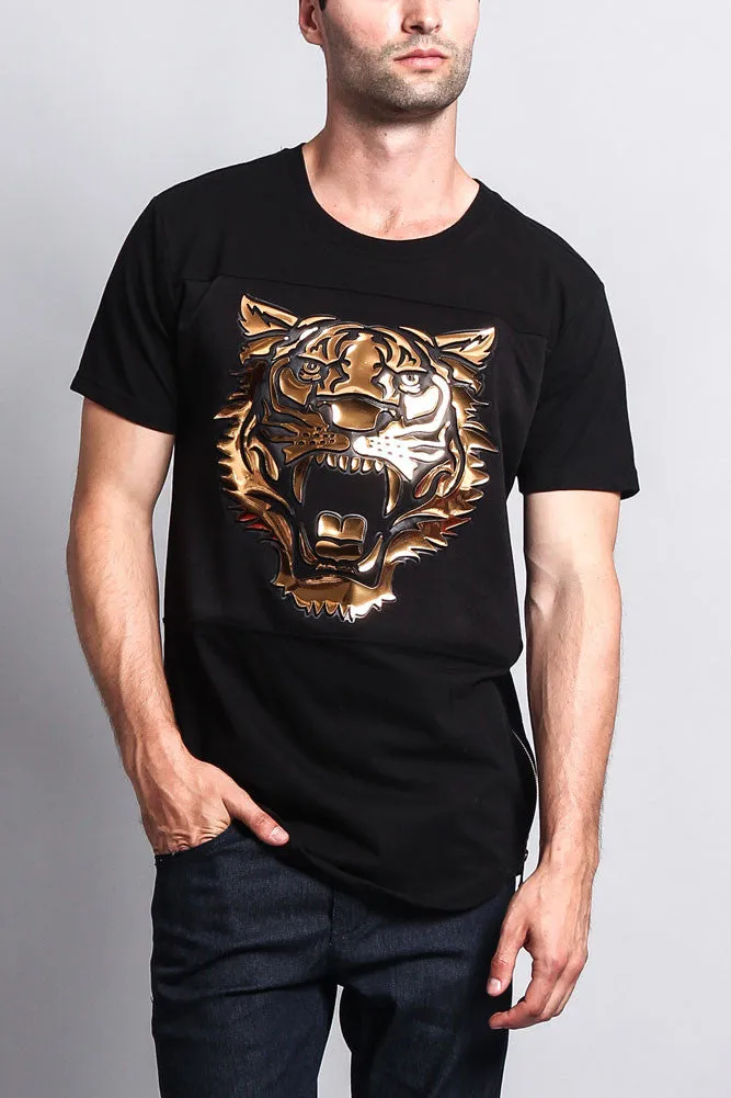 3D Metallic Embossed Tiger T-Shirt