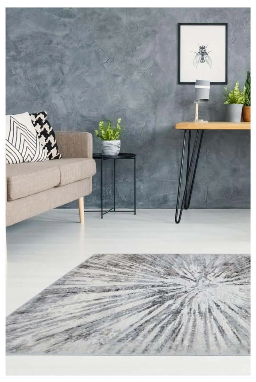 Abstract Burst Grey Rug | D149A