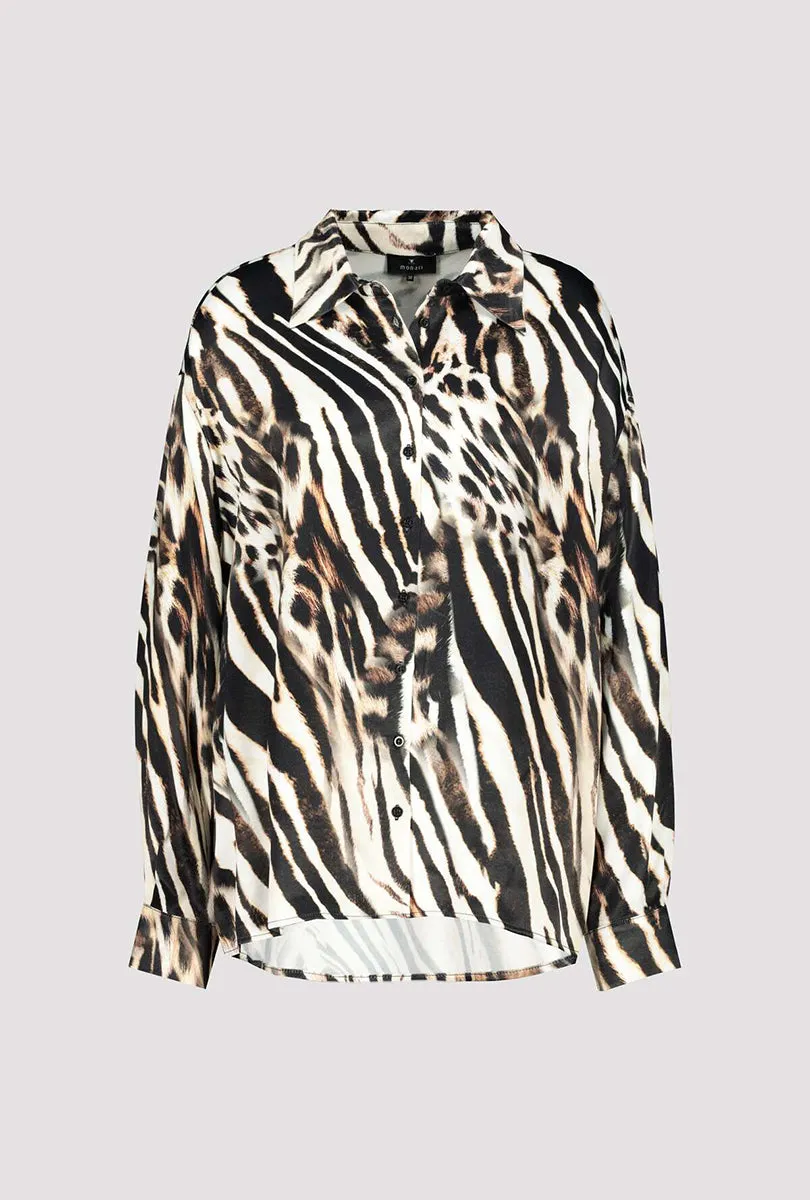 Animal Print Blouse 807162MNR in Biscuit by Monari