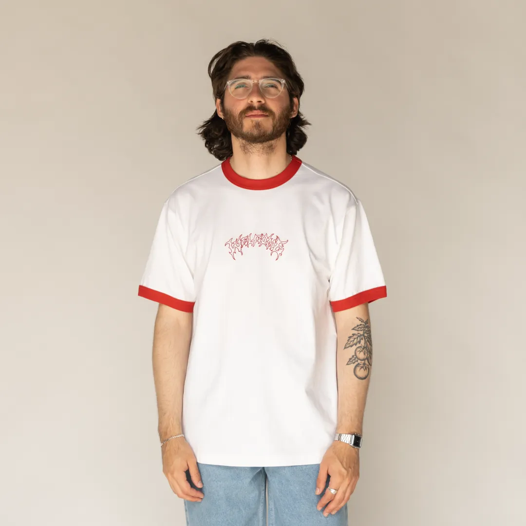 Barb S/S Ringer Tee - White/Red