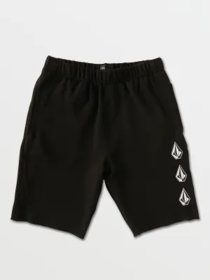 Big Boys Iconic Stone Fleece Shorts - Black