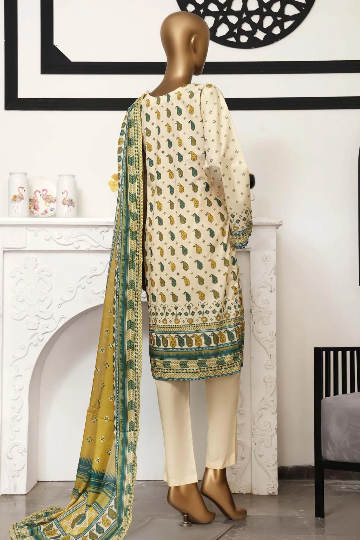 Bin Saeed Stitched 3 Piece Printed Cotton Collection'2022-CF-0004-Skin