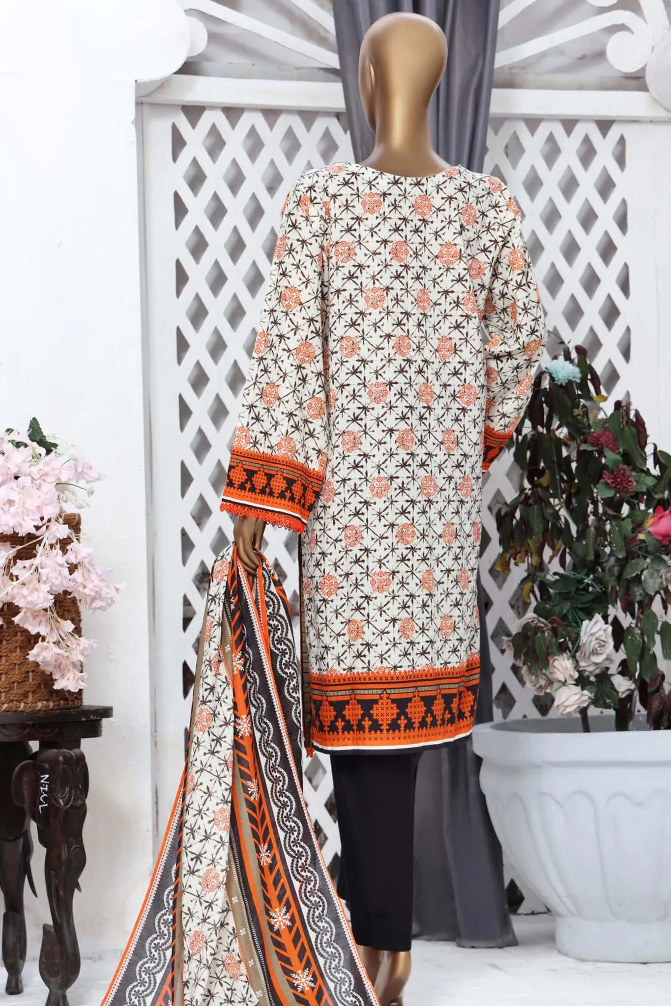 Bin Saeed Stitched 3 Piece Printed Cotton Collection'2022-CF-0011-White