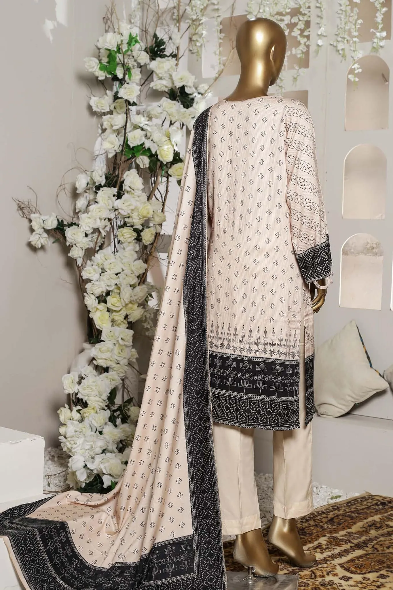 Bin Saeed Stitched 3 Piece Printed Linen Collection'2022-LI-4763-Skin