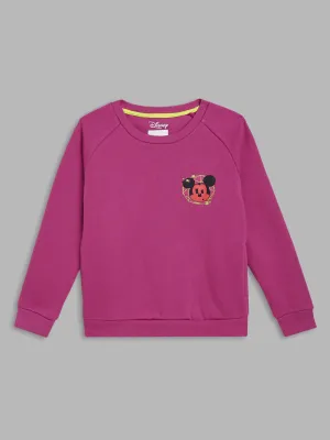 Blue Giraffe Boys Magenta Solid Round Neck Full Sleeves Pullover Style Sweatshirt