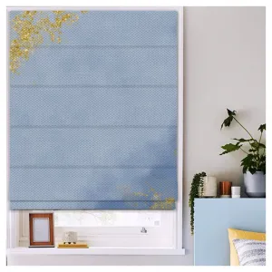 Blue Watercolor Paint  Window Roman Shade