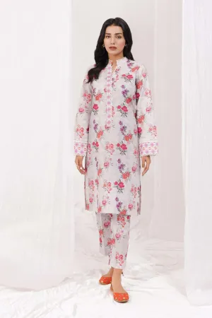 Blumm by Esra Stitched 2 Piece Printed Cambric Collection'2022-BES-04-White