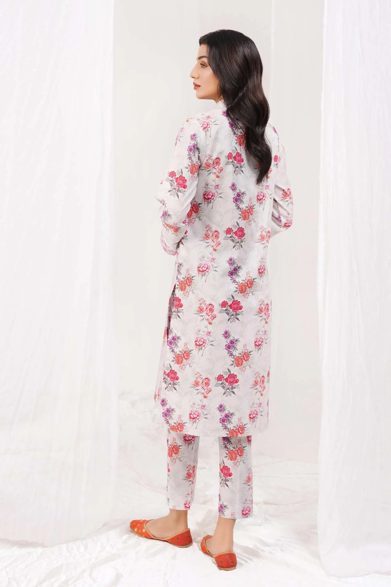 Blumm by Esra Stitched 2 Piece Printed Cambric Collection'2022-BES-04-White