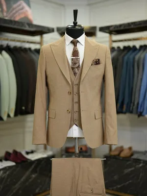 Brown Slim Fit Pinstripe Suit for Men by GentWith.com