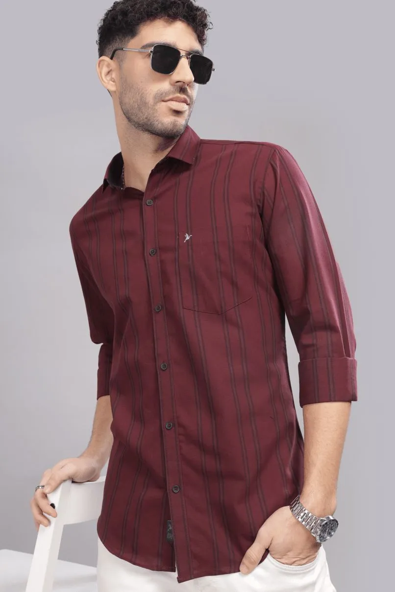 Burgundy Vertical Stripes - Full-Stain Proof