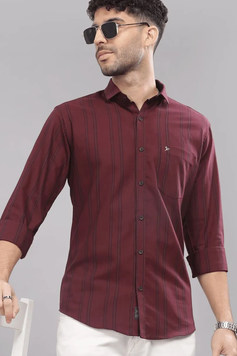 Burgundy Vertical Stripes - Full-Stain Proof