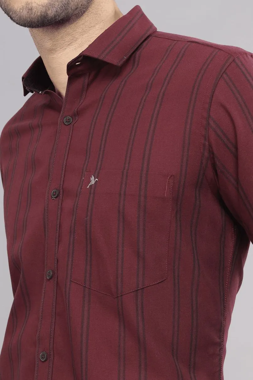 Burgundy Vertical Stripes - Full-Stain Proof