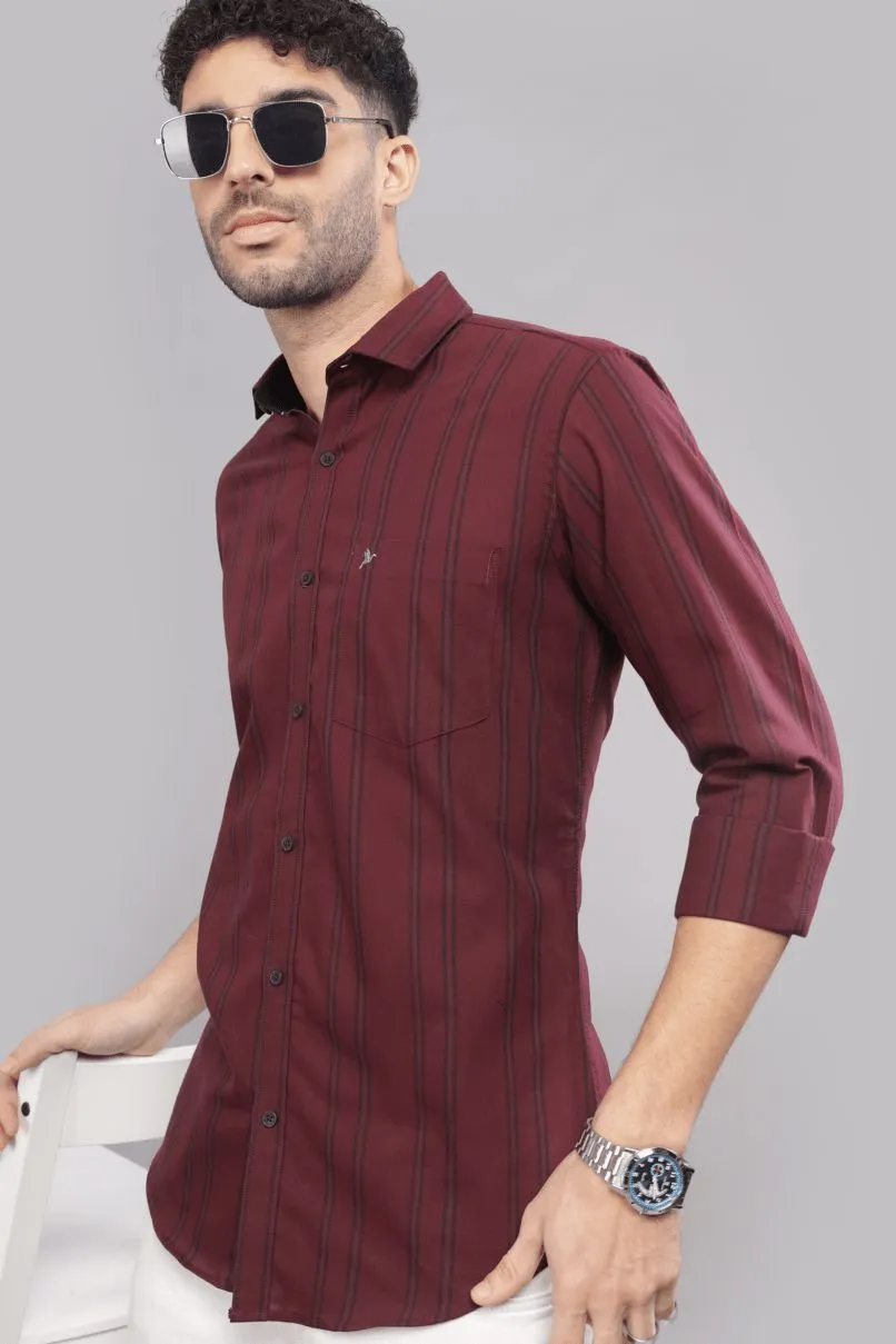 Burgundy Vertical Stripes - Full-Stain Proof