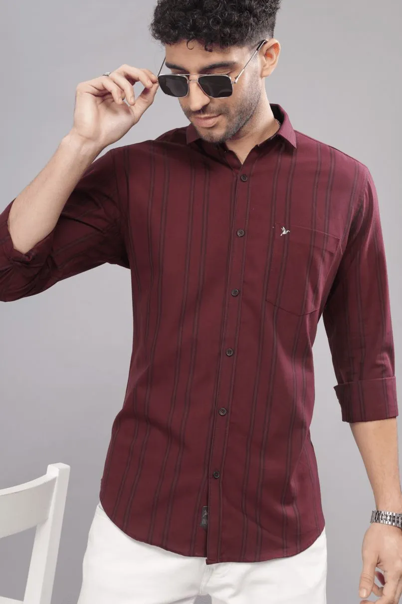 Burgundy Vertical Stripes - Full-Stain Proof