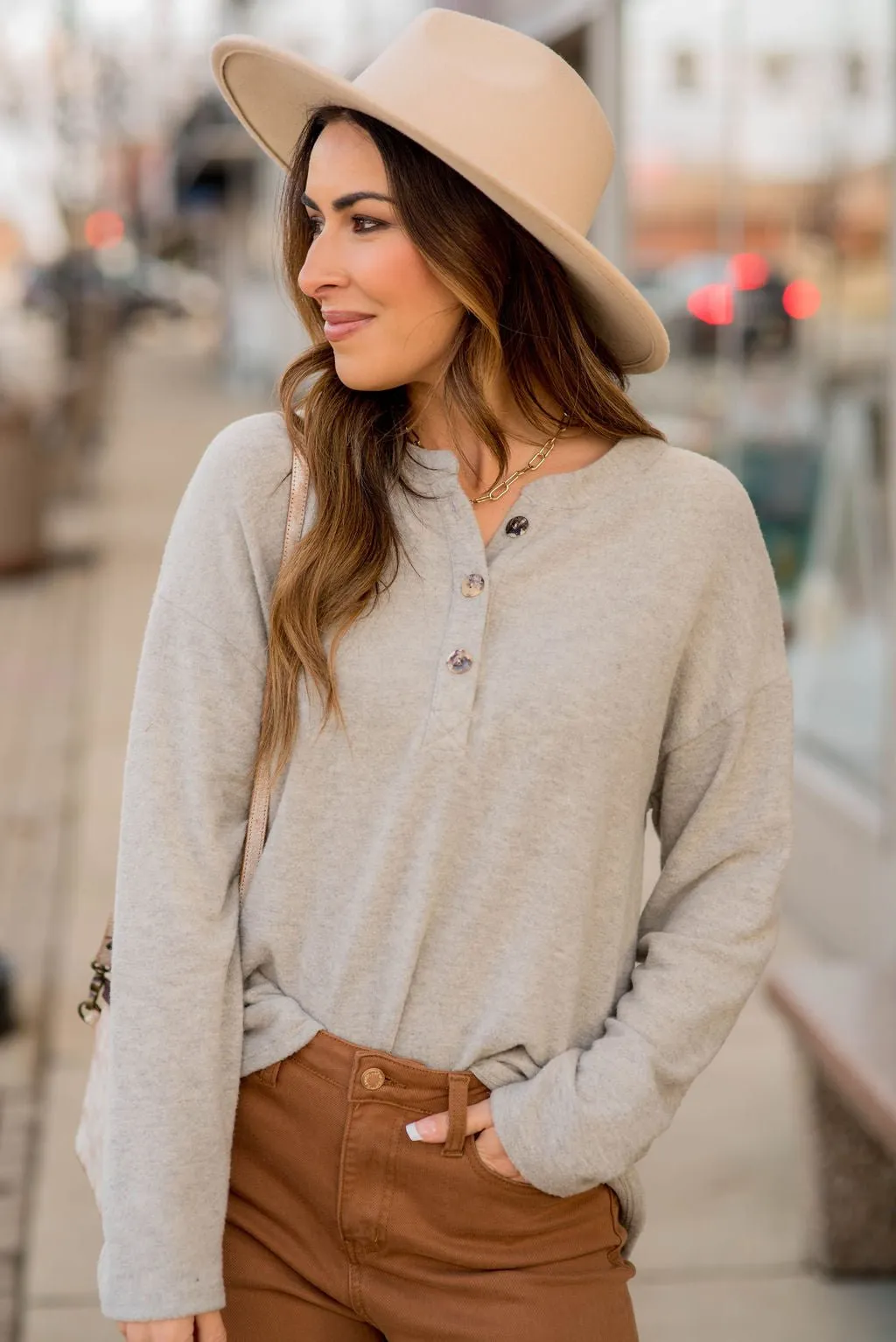 Button Down Long Sleeve Tee