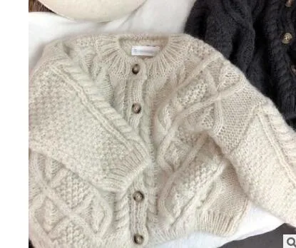 Cable Knit Crew Neck Cardigan