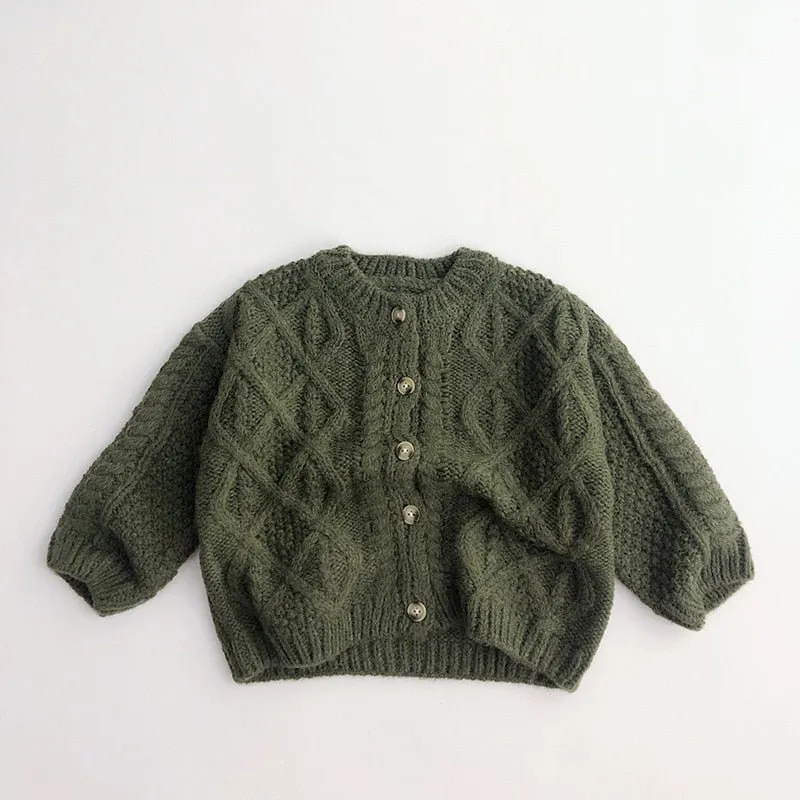 Cable Knit Crew Neck Cardigan