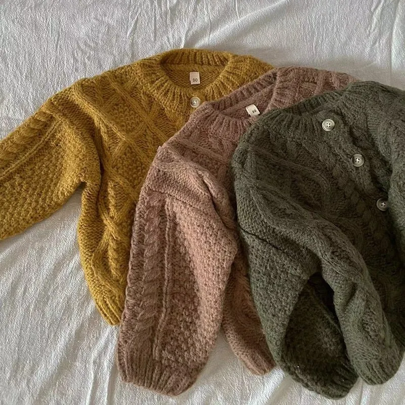 Cable Knit Crew Neck Cardigan