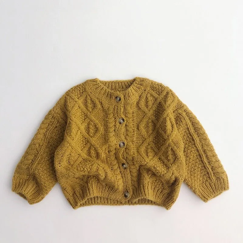 Cable Knit Crew Neck Cardigan