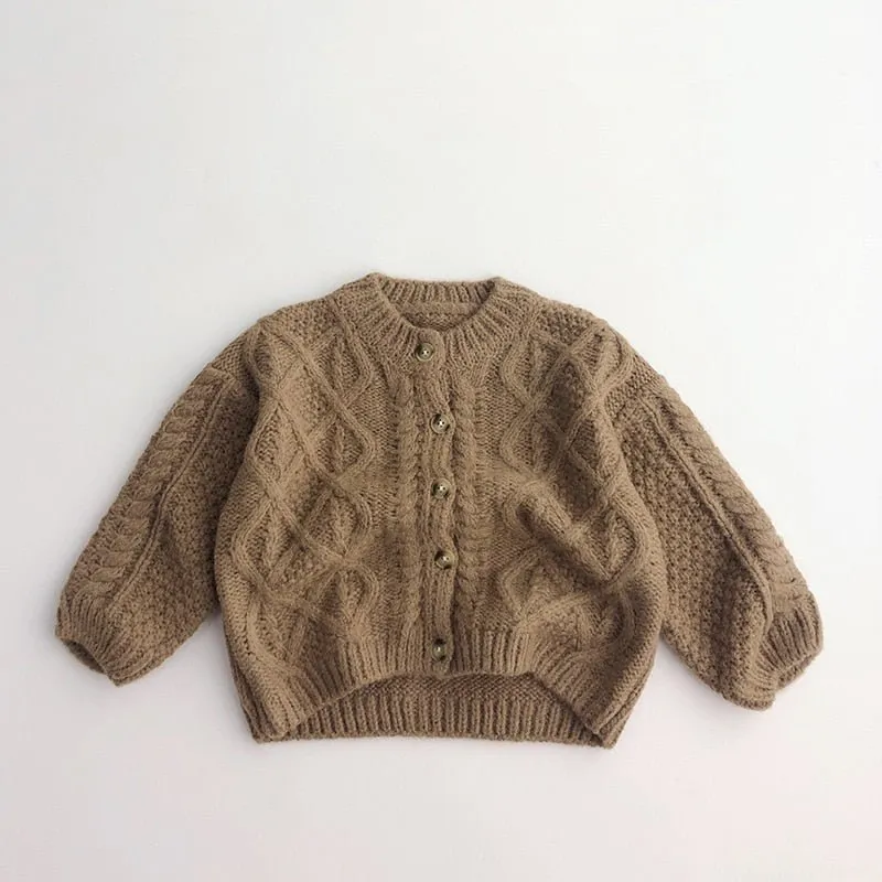 Cable Knit Crew Neck Cardigan