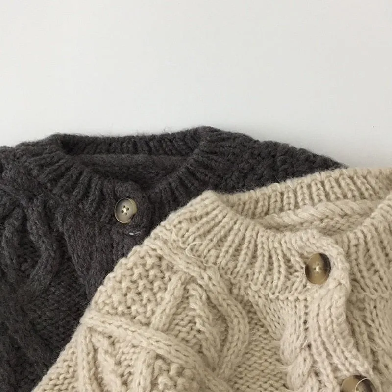 Cable Knit Crew Neck Cardigan