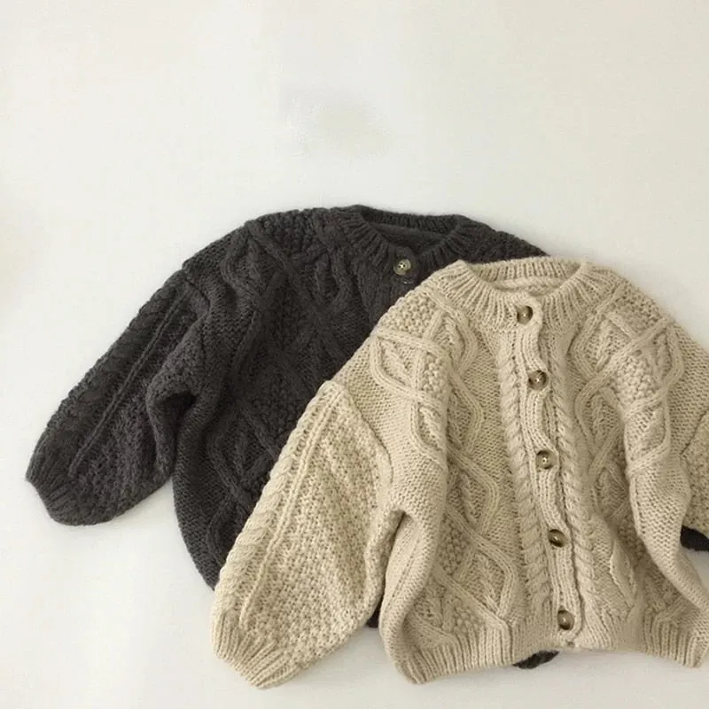 Cable Knit Crew Neck Cardigan