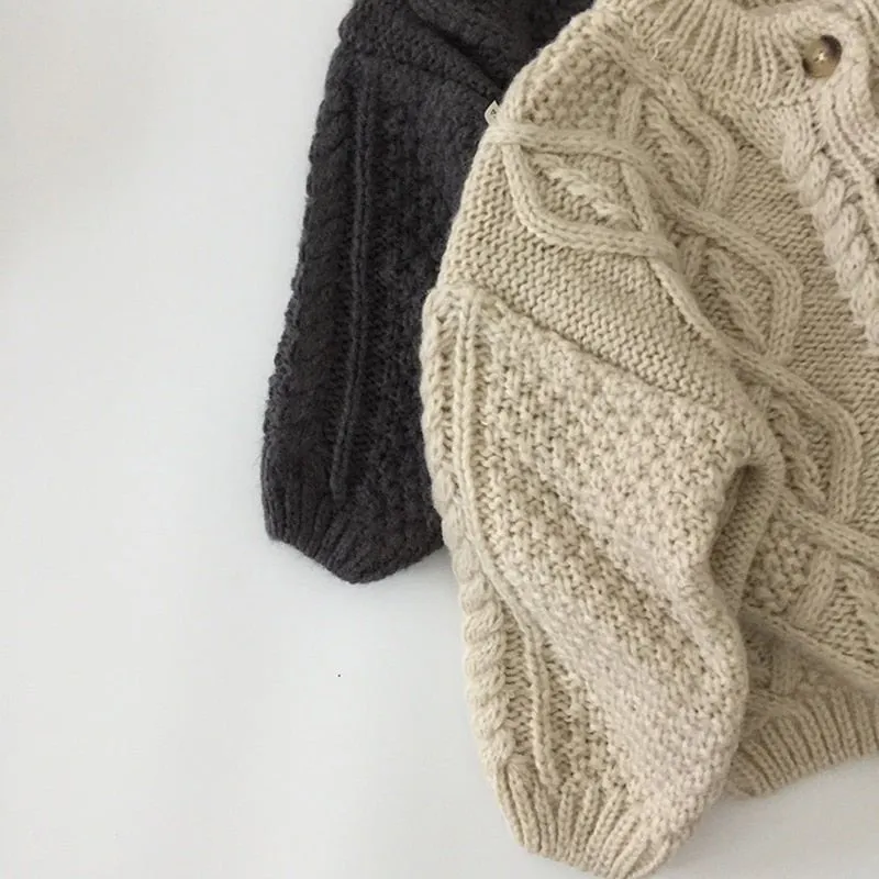 Cable Knit Crew Neck Cardigan