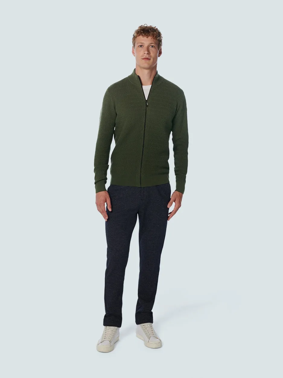 Cardigan Solid Jacquard Mix | Dark Green