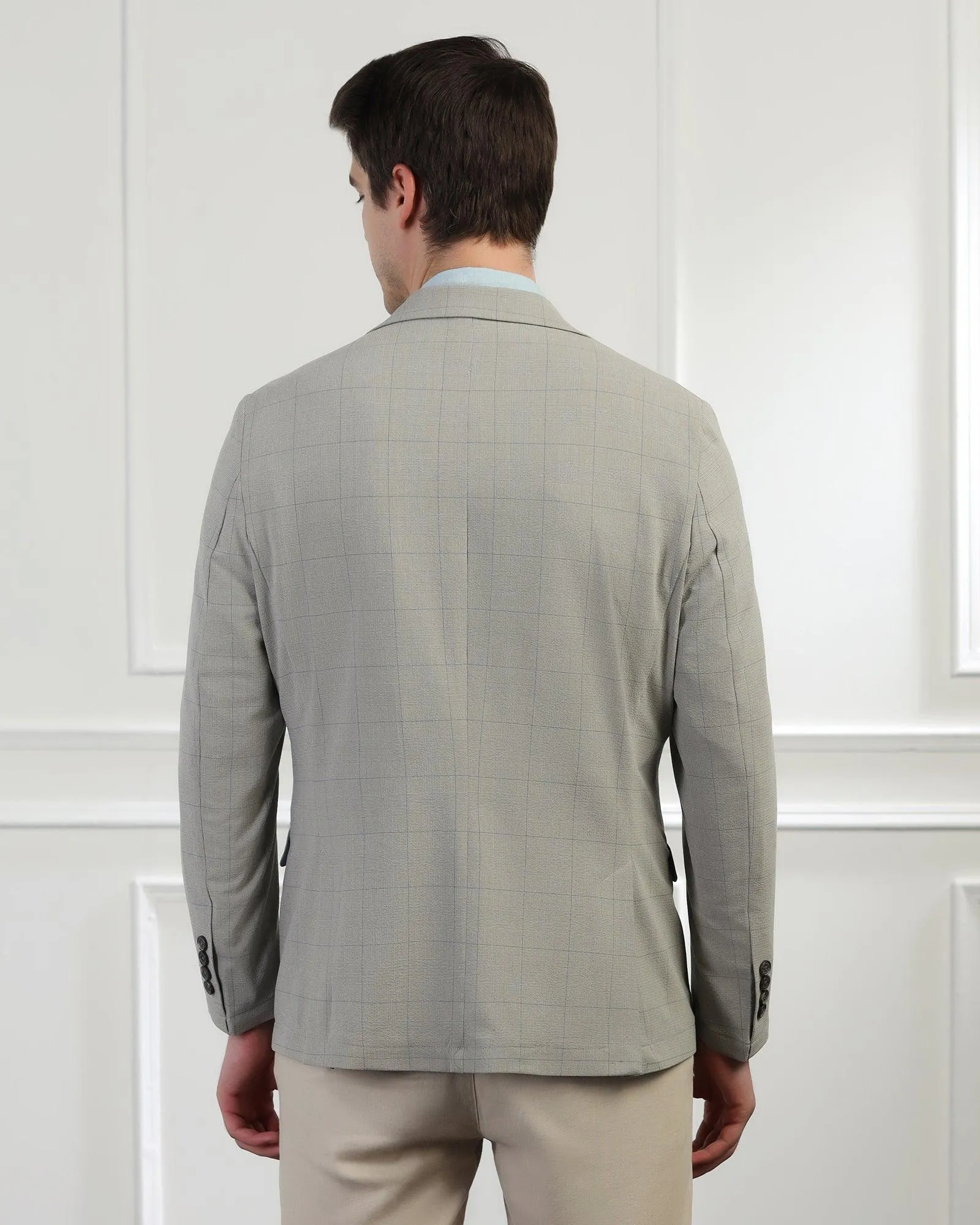 Casual Light Grey Check Blazer - Marcus