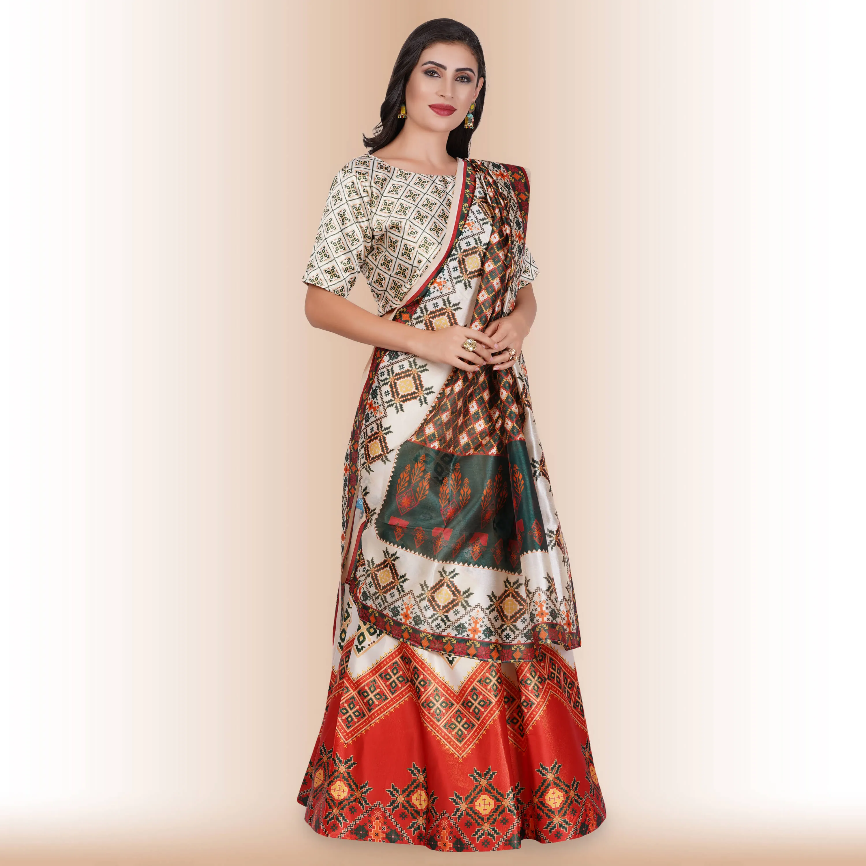 Chania Choli with Geometric Print