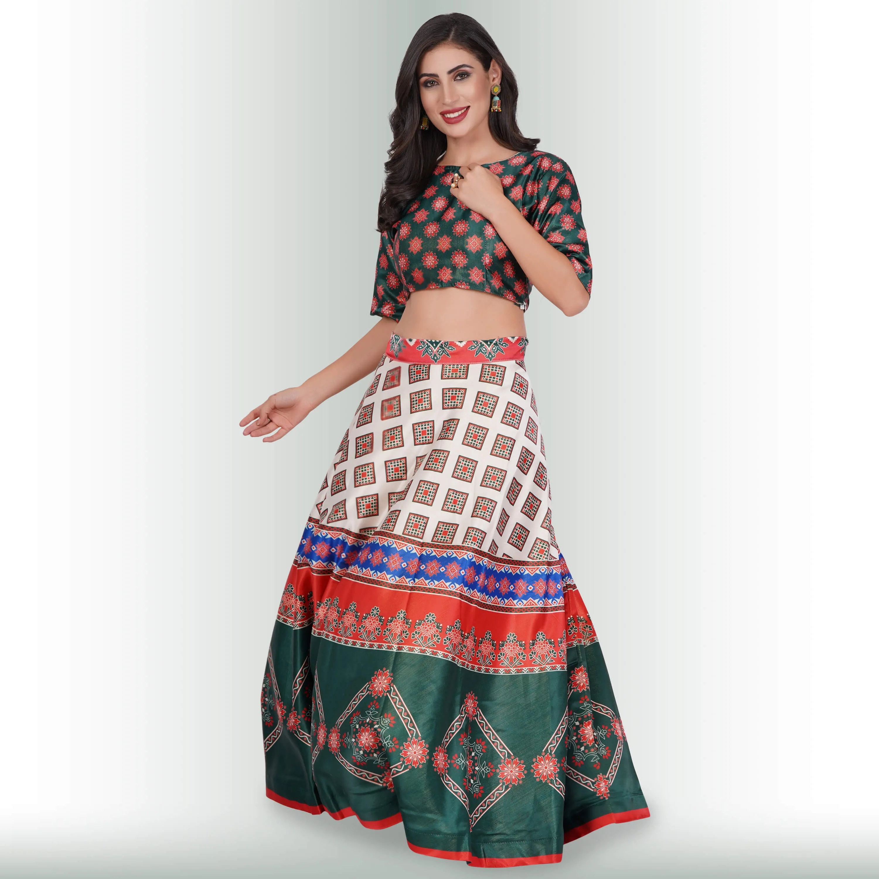 Chania Choli with Geometric Print