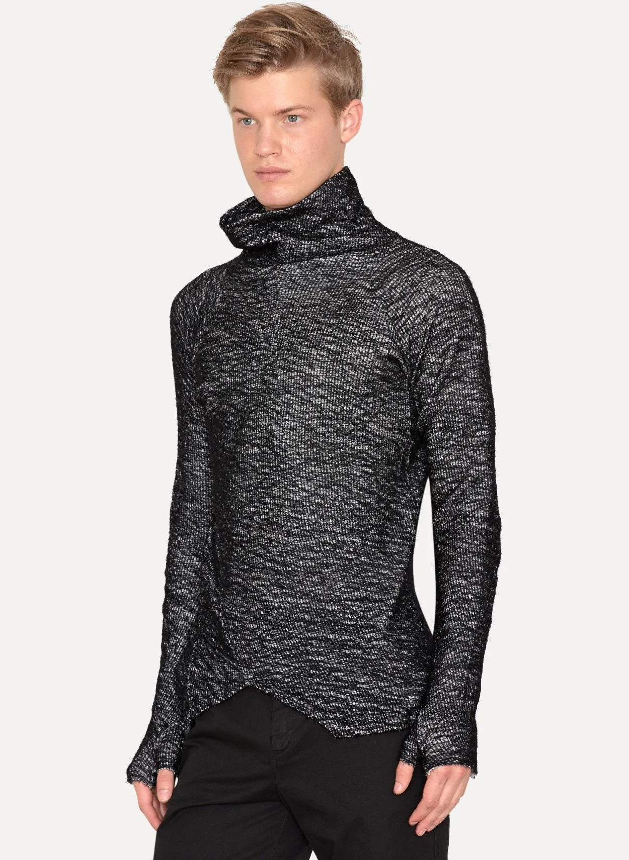 Charcoal Wool Knit Turtleneck Pullover