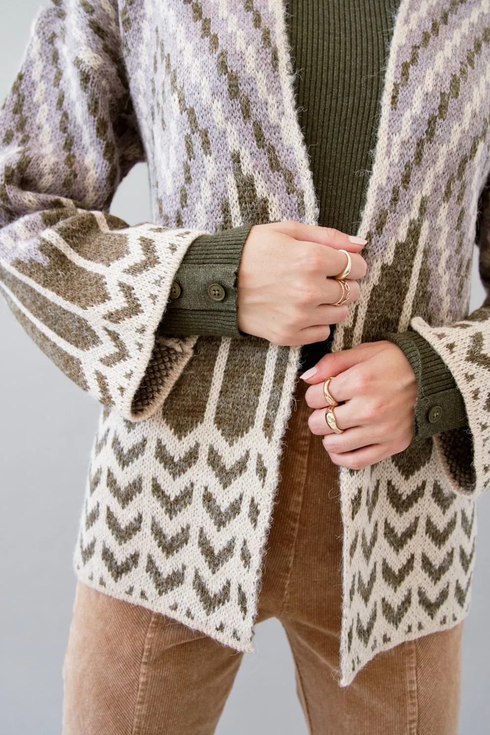 Chevron Pattern Open Cardi