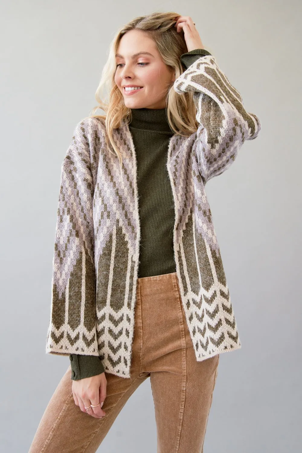 Chevron Pattern Open Cardi