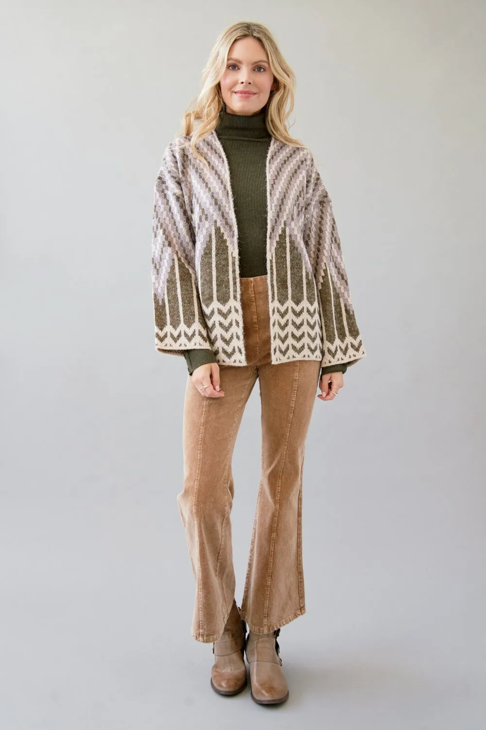 Chevron Pattern Open Cardi