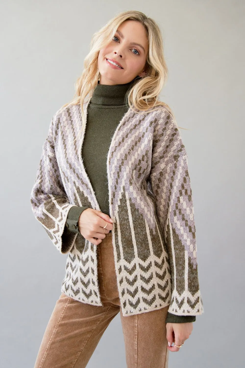 Chevron Pattern Open Cardi