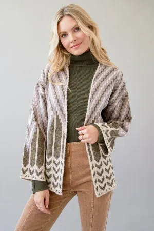 Chevron Pattern Open Cardi