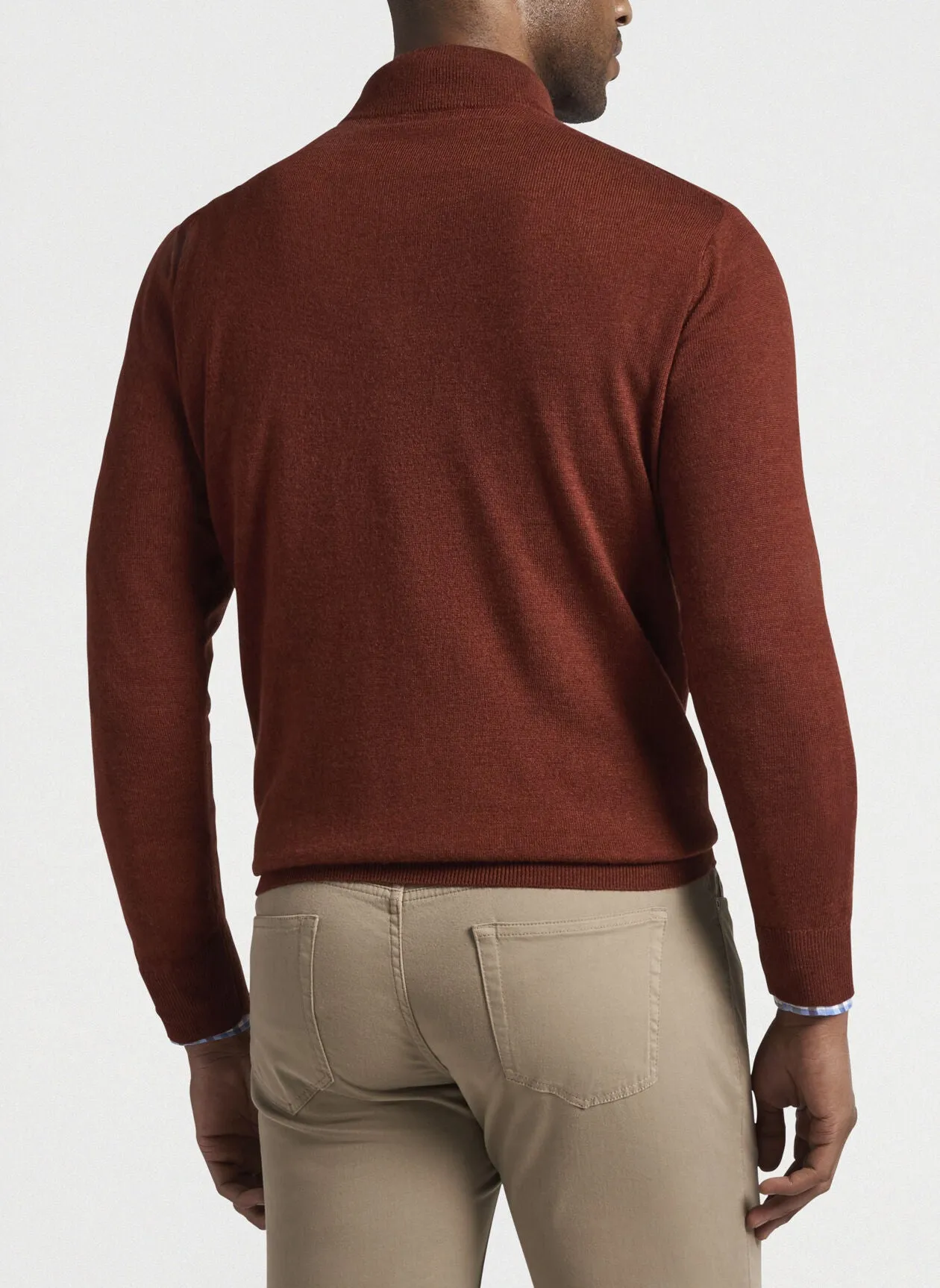 CROWN SOFT MERINO SILK 1/4 ZIP SWEATER - SPICE