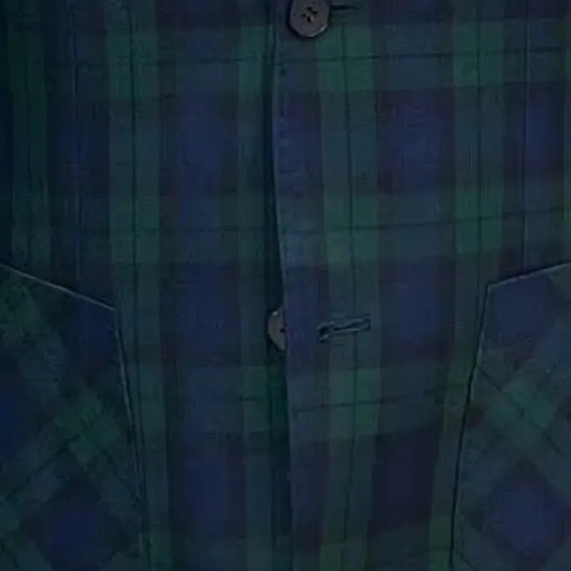 Dark Green Plaid Pattern Blazer