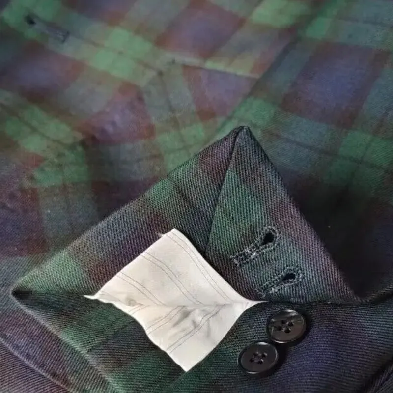 Dark Green Plaid Pattern Blazer