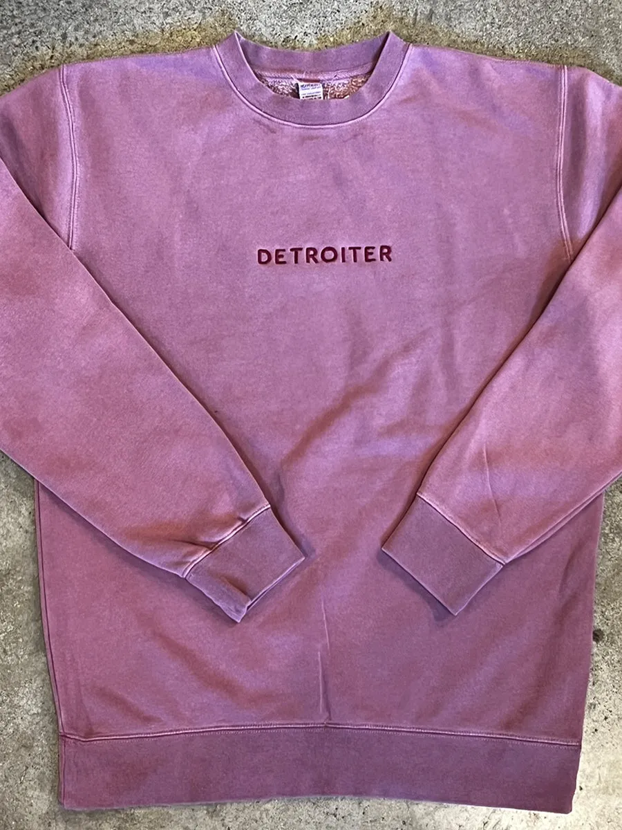 Detroiter Crew Neck - Embroidered /  White   Mulberry / Unisex