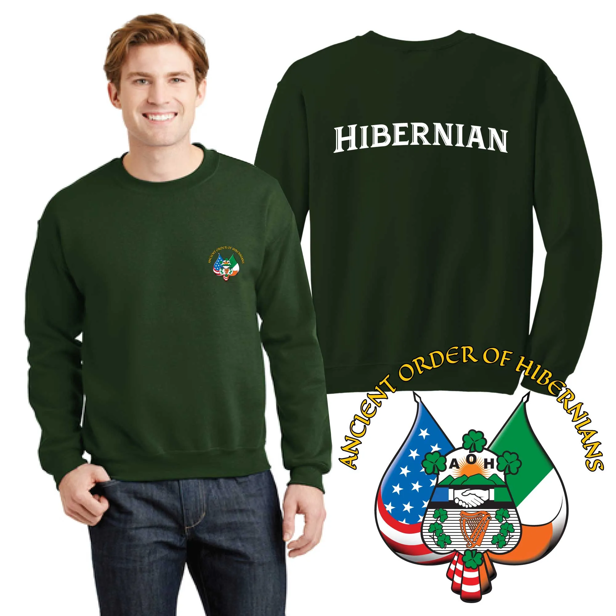 Double Print Hibernian Crewneck Sweatshirt - 8oz 50/50 Blend