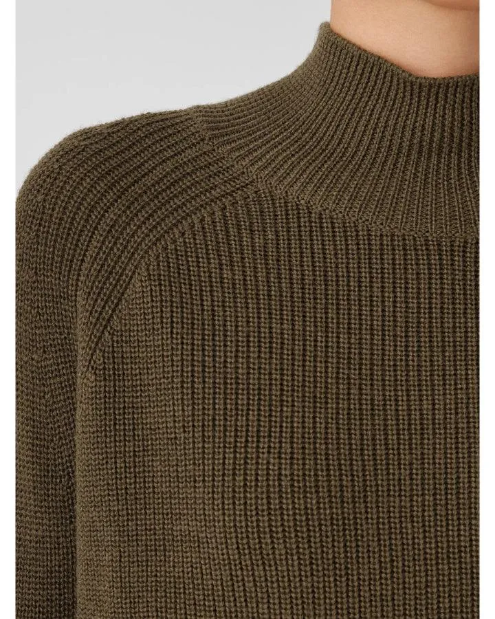 Eileen Fisher Merino Cropped High Neck Pullover