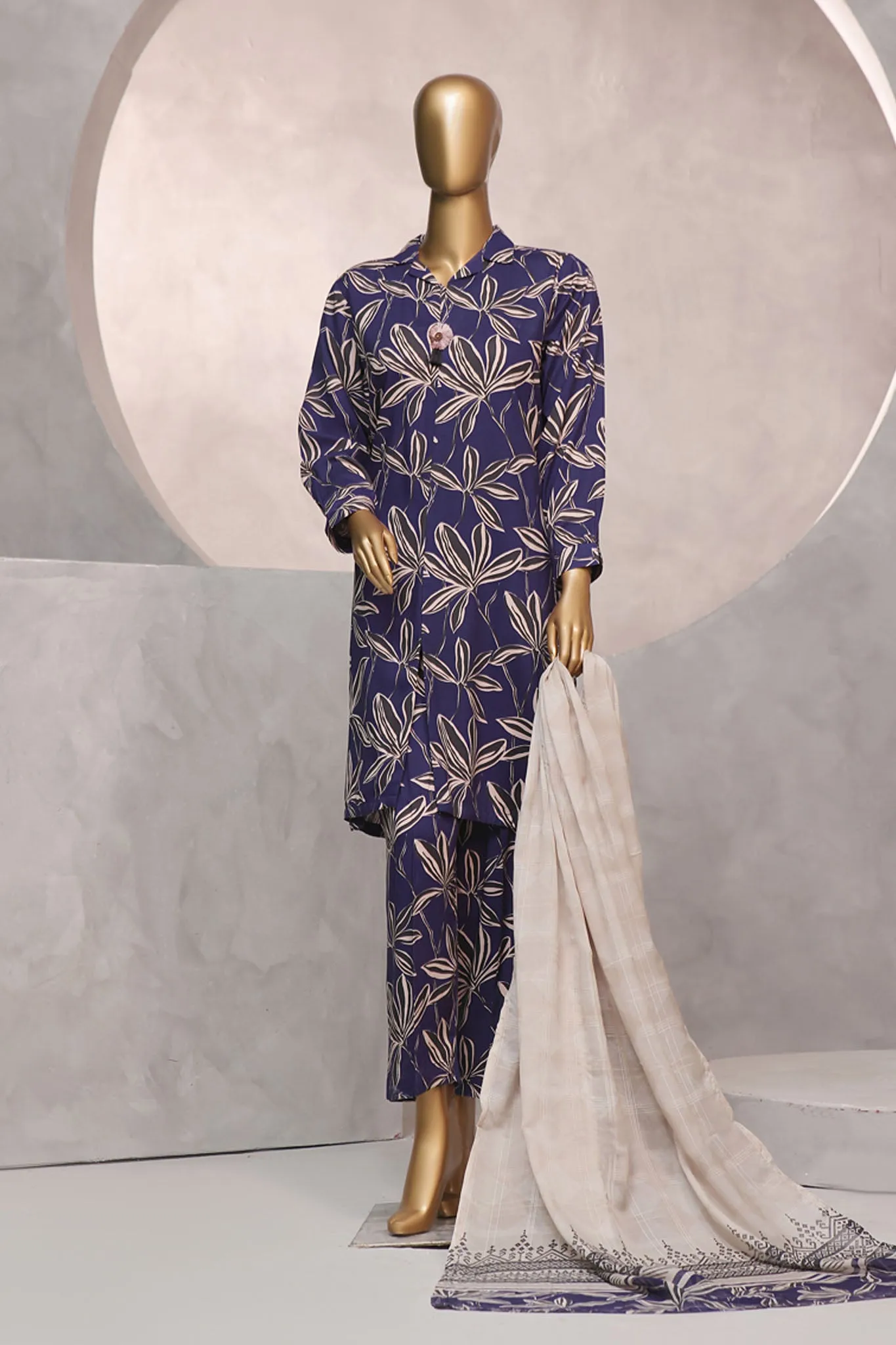 Florence Wintry By HZ Stitched 3 Piece Printed Linen Collection'2024-PLC-907