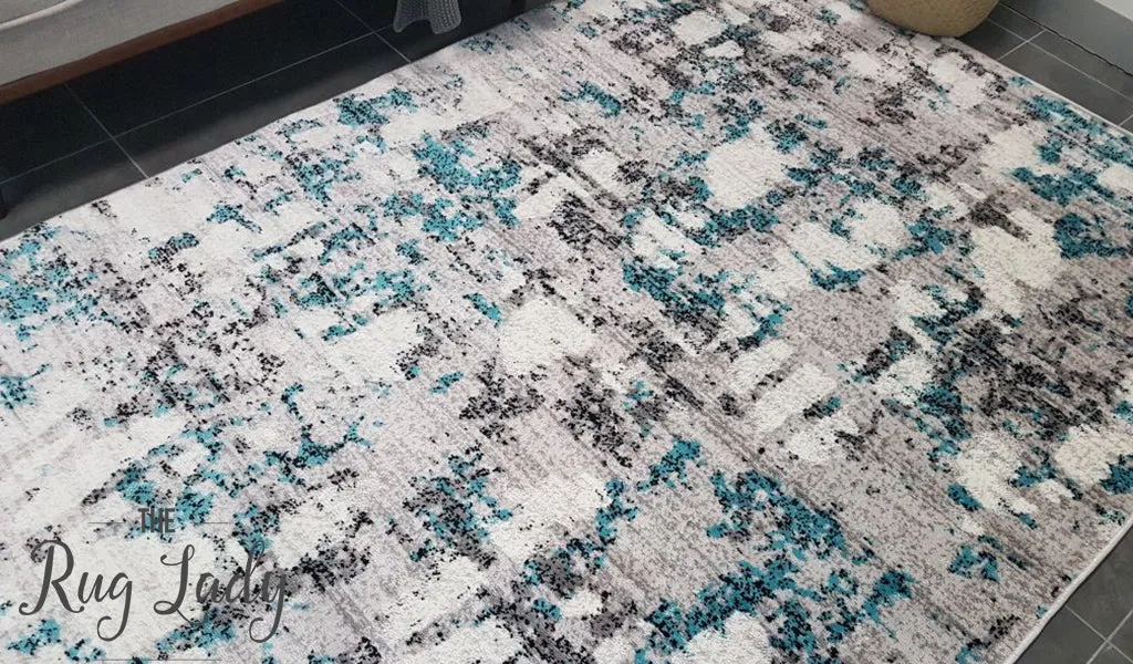 Freedom Grey Blue Abstract Pattern Rug