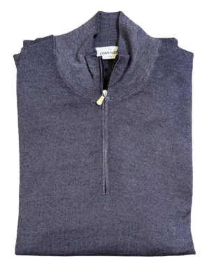 Gran Sasso 1/4 Zip Vintage Wash Sweater - Charcoal